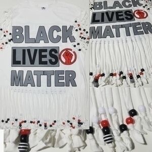 Black Lives Matter Beaded Upcycled Statement Tee
